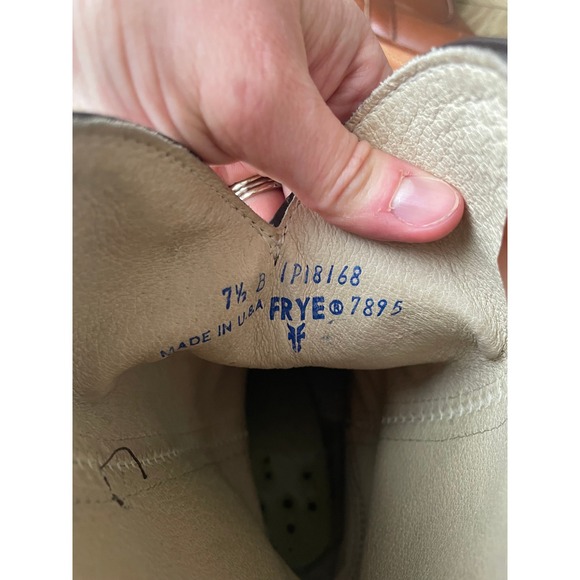 VTG 90s Frye Western Heeled Cowboy Boots Leather Brown 7.5 B Cowgirl Country - Picture 2 of 7